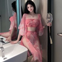Sexy Hanfu Belly Band Set - Sheer Chinese Ancient Style Lingerie & Sleepwear, Pure-Yu Temptation Outfit