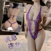 Sexy Lace Bodysuit Set - Sheer Cut-Out Lingerie Outfit, Bedroom-Ready Seductive Costume for Women