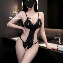 Sexy Lace Bodysuit for Women - Seductive Sheer Cut-Out Lingerie Set, Pure & Tempting Adult Costume Outfit
