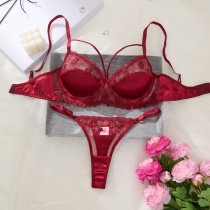 Sexy Lace Embroidery Lingerie Set – European and American Pure Seduction Bra & Thong Collection for Women
