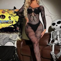 Sexy Lace Hollow-Out Bodycon Mini Skirt Set - Black Backless Banded Bra & Skirt Lingerie Outfit