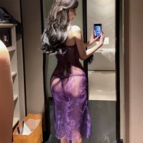 Sexy Lace Nightwear Set for Women – Transparent Sheer Mesh Sleepwear with Suspender Straps & Provocative Uniform Style D