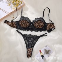Sexy Leopard Print Lace Bra Set - Lightweight Push-Up Lingerie for Women, Wild & Alluring