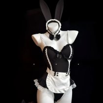 Sexy Maid Costume Lingerie Set with Underwire Push-Up Bra & Matching Sleepwear - QQNY Brand