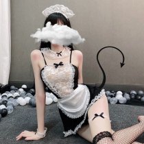Sexy Maid Costume Set for Women - Seductive Lingerie Sleepwear Outfit with Ruffled Apron & Headband