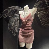 Sexy Maid Costume for Women - Sheer Lace Bodycon SM Dress with Chinese-Inspired Mesh & Matching Couple Set