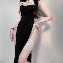 Sexy Nun Costume Lingerie - Seductive Lace Role Play Outfit with Sheer Mesh & Corset Style