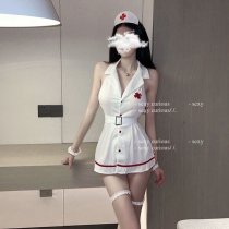 Sexy Nurse Costume Set - Black & White Cosplay Outfit with Lingerie for Role Play, Adult Costume Wholesale