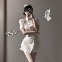 Sexy Nurse Costume Lingerie Set - Seductive No-Remove Sleepwear with Bow-Tie Skirt & Round Neck Top