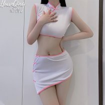 Sexy Qipao Lingerie Set - Hot Hip-Hugging Short Panty Two-Piece Bedroom Play Outfit for Women
