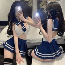 Sexy Sailor Schoolgirl Costume Set - Sheer Lingerie Role Play Outfit for Women