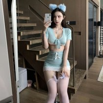 Sexy Secretary Costume Set - Split-Style Lingerie Outfit with Bodycon Skirt & JK School Uniform Style