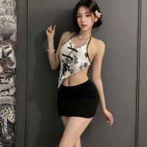 Sexy Secretary Outfit for Women - Halter Bodycon Skirt Set with Crop Top & Abstinence-Inspired Lingerie Ensemble