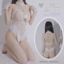 Sexy Sheer Bunny Costume for Women - Christmas & New Year Lingerie Bodysuit with Open Crotch, Black Pure Temptation Outf