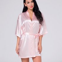 Sexy Summer Robe for Women - Lightweight Lace Trimmed Kimono Sleepwear, Sheer Satin Morning Gown & Lounge Set