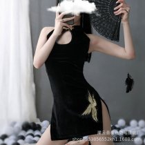 New Sexy Women's Qipao Lingerie Set - High-Slit Sleepwear Outfit for Adults, Elegant & Flirty Nightwear