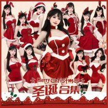 Sexy New Year Christmas Costume Lingerie Velvet Nightgown Role Play Outfit Set