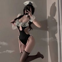 Small Bust Pure & Tempting Maid Costume Set - Lace Cosplay Sleepwear & Sexy Uniform Outfit