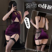 Sultry Sheer Qipao Lingerie Set – Sensual No-Remove Transparent Nightclub Outfit for Small Busts