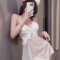 Summer Sexy Lace Bodysuit - Sheer Mesh Mini Dress with Low-Cut Bust & Seductive Cut-Outs
