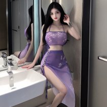 Suoqing Vintage Chinese-Inspired Lingerie Set for Women – Sheer Retro Hanfu-Style Role Play Outfit