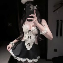 Sweet Maid Costume Set for Small Bust Women - No-Remove Roleplay Lingerie Outfit with Adjustable Straps & Flirty Design