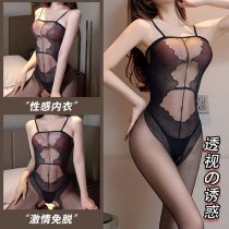 Transparent Temptation Women's Sheer Mesh Bodysuit Lingerie Set with Open-Crotch Design for Sensual Sleepwear & Intimate