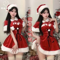 Velvet Sweet Mood Lingerie Set - Christmas Red Robe with Waist-Cinching Cape for Festive Winter Romance