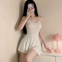 Women's Sexy Backless Ice Silk Bodycon Dress - High-Elastic Seductive Slip Dress with Adjustable Straps