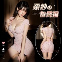 Women's Sexy Deep V Lace Sheer Bodysuit with Bow-Tie & Thong Cutout - Sensual Sleepwear Set