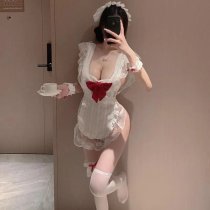 Women's Sexy Maid Costume Set - Pure & Tempting Lingerie Sleep Dress, Plus Size Erotic Uniform Outfit, One-Piece Dropshi