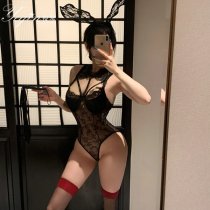 Yaqin Nu Sensual Lace Open-Crotch Sleepwear - Sexy Hook-Neck Tight Nightgown for Date Nights & Bedroom Wear