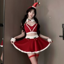 New Year Sexy Lingerie Set - Cherry-Themed Pure & Tempting Split Costume for Live Streamers