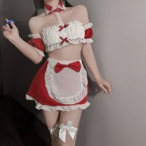 New Year Warm Bed Naughty Maid Lingerie Set - Seductive Strapless Thong Outfit, Sexy Costume by Lianyungang Manufacturer