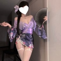 Yingqing Deep V Lingerie Set - Anime-Inspired Kimono Style Seductive Open-Front Costume