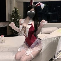 Yiyue Original Sexy Christmas Bunny Girl Costume - Naughty Lingerie Bodysuit with Open-Crotch Uniform Set