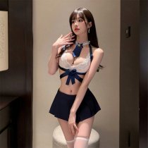 Zimei Sexy Nightwear Set - Cute Student-Style Mini Pleated Skirt & Top Outfit for Small Bust