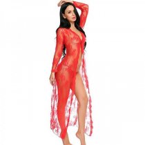 Elegant Lace Sheer Long Sleep Dress for Women – Sexy European-Style Nightgown, Wholesale Direct from Factory