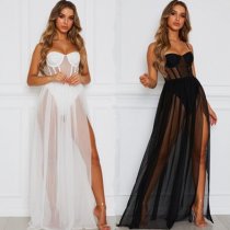 Muse Mashi White Mesh Long Lingerie Dress - Sexy Elegant Sheer Nightgown for Women, AliExpress & Amazon Bestseller