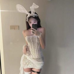 Taoxitang Sexy Lingerie Set - Seductive Sheer Lace Sleep Dress & Matching Costume Outfit for Women