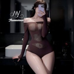 Sexy Lace Mesh Lingerie Set - Plus Size Sheer See-Through Bodysuit with Cut-Out Details, Pure Temptation Style