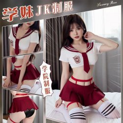 Midnight Japanese Schoolgirl Lingerie Set - Sailor Suit, Pleated Skirt & Cheeky Butt-Cut JK Outfit