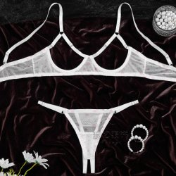 Pink Polka Dot Lingerie Set - Sexy Sheer Bra & Panty Three-Piece Valentine's Day Outfit