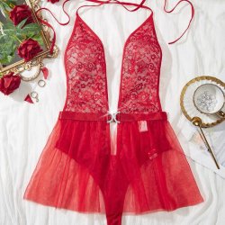 Luxury Full-Lace Sheer Bodysuit for Women – Sexy European-Style Erotic Lingerie Set