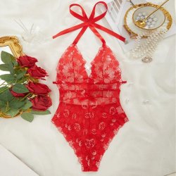 Lace Sheer Bodysuit for Women - Sexy European Style Erotic Lingerie, Full-Body Transparent Intimate Wear