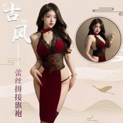 Exotic Lace Sheer High-Waist Split Cheongsam Costume Set - Rose Dancer Erotic Lingerie Outfit