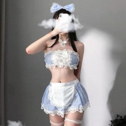Sexy Maid Costume for Women – Seductive Role Play Lingerie Set with Lace Skirt & Bar Outfit
