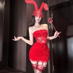 New Year Eve Lingerie Dress - Red Lace Corset Mini Dress, Sexy Bodycon Party Outfit for Women