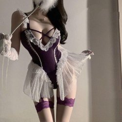 Purple Lingerie Bodysuit - Sexy All-in-One Pure Seduction Sleepwear Set for Women