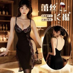 Plus Size Sexy Lace Cami Dress - Busty Allure Sleepwear Set, No-Remove Seductive Lingerie Outfit for Women